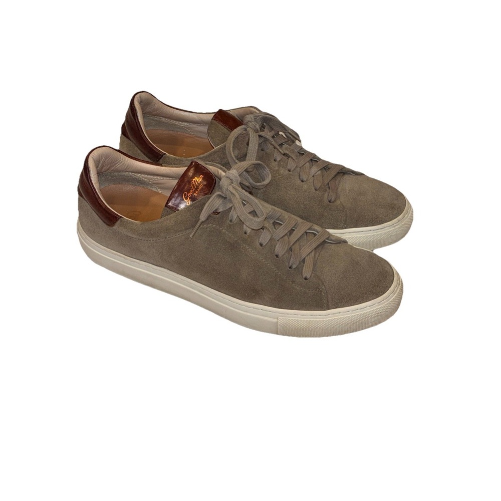 Good Man‎ Brand Edge Men's 9 Beige Suede Leather Casual Sneakers Low Top Italy